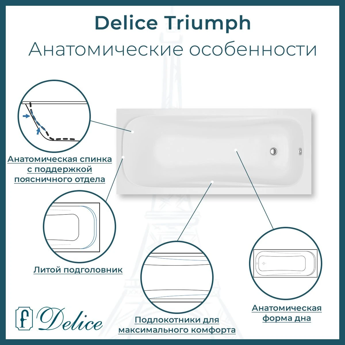 Ванна из литьевого мрамора Delice Triumph 170х75 матовая DLR330011-M 