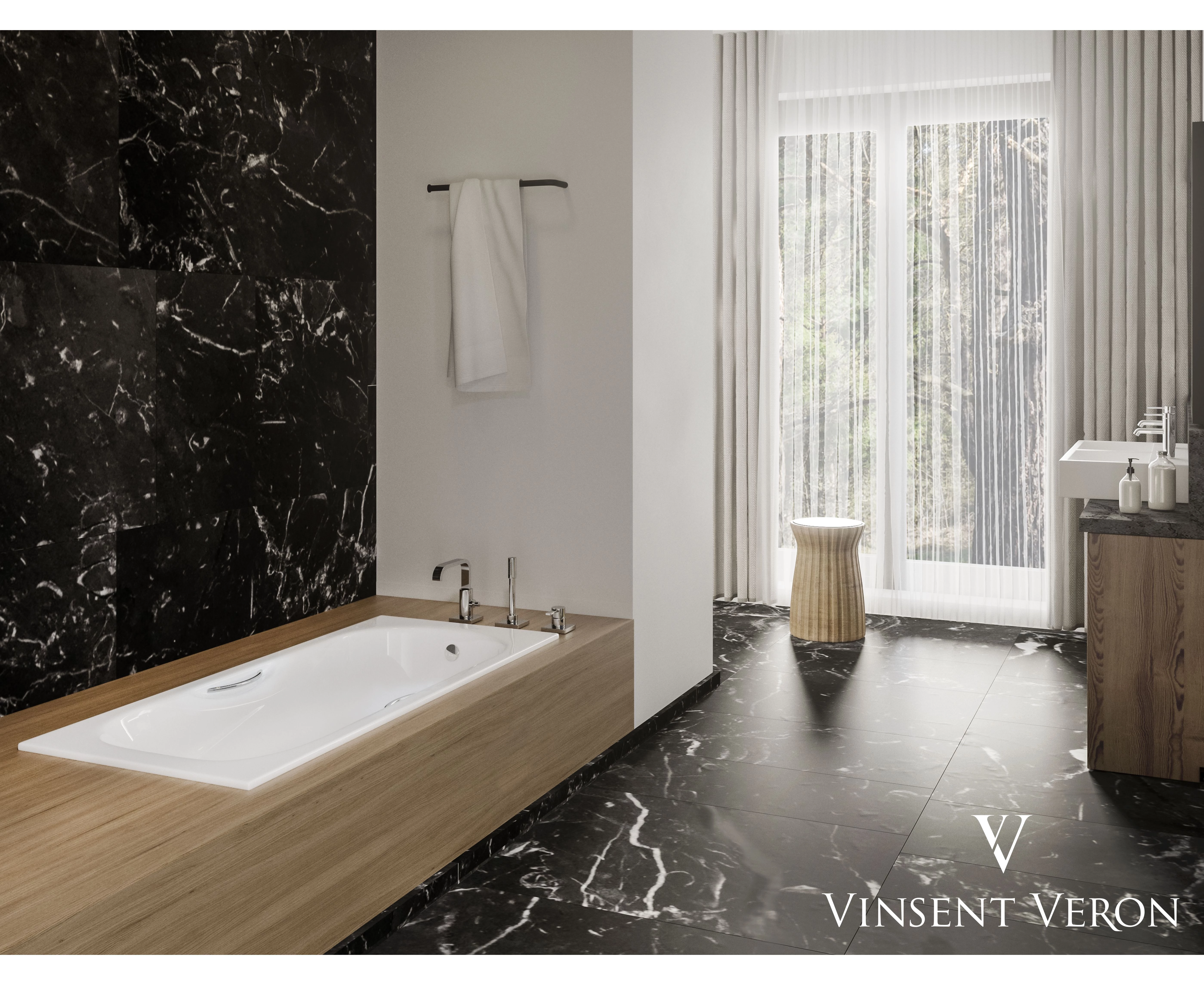Чугунная ванна Vinsent Veron Aura 180x80 с отверстиями для ручек 