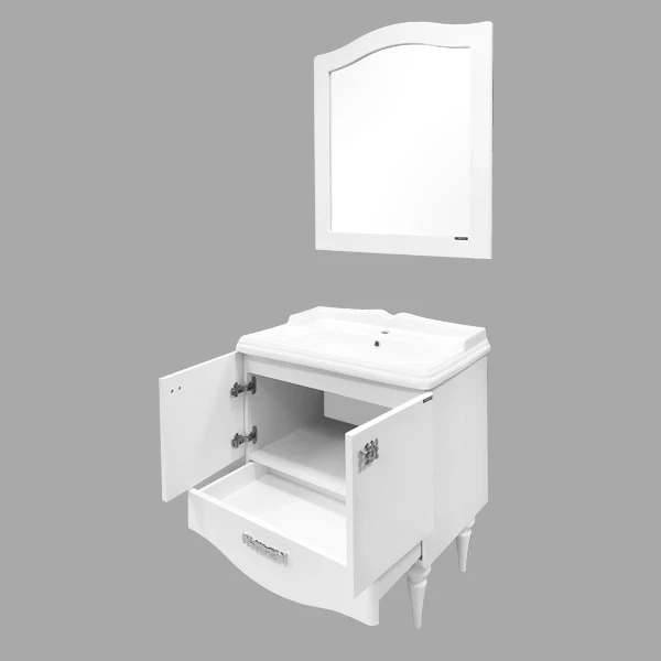 Тумба-умывальник "Монако-80-1" белый глянец с раковиной Comforty 3380 