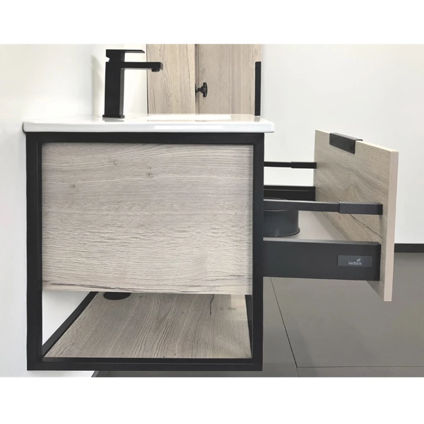Тумба-умывальник Comforty Бонн 75 графит/дуб дымчатый с раковиной Comforty 75E 