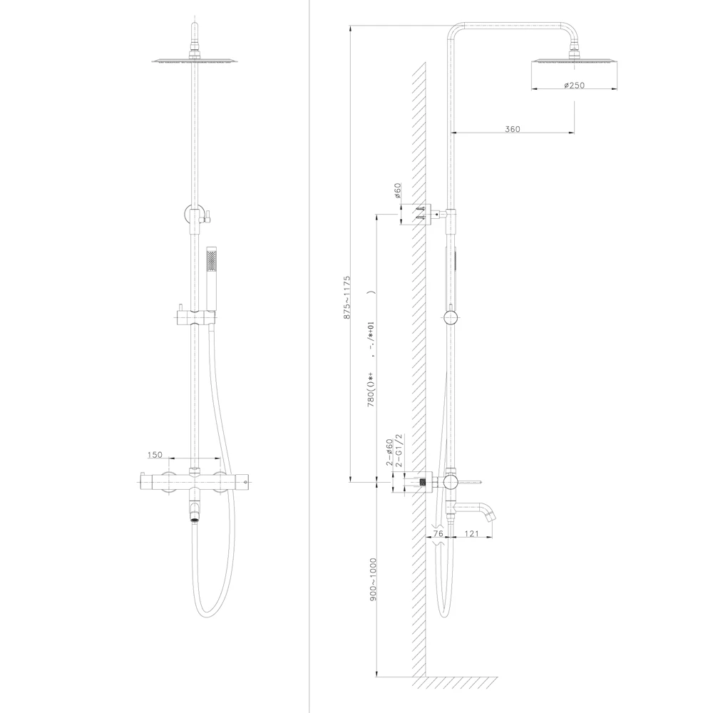 Душевая система Raiber Premium, Graceful RPB-006, матовый черный 