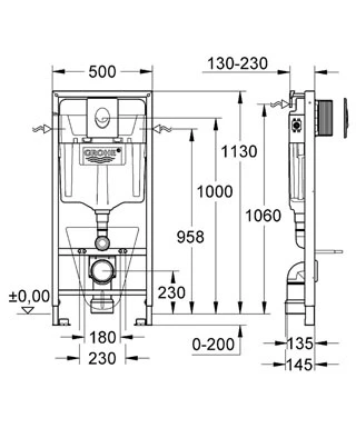Инсталляция GROHE для подвесного унитаза 4 в 1 (38813001) 