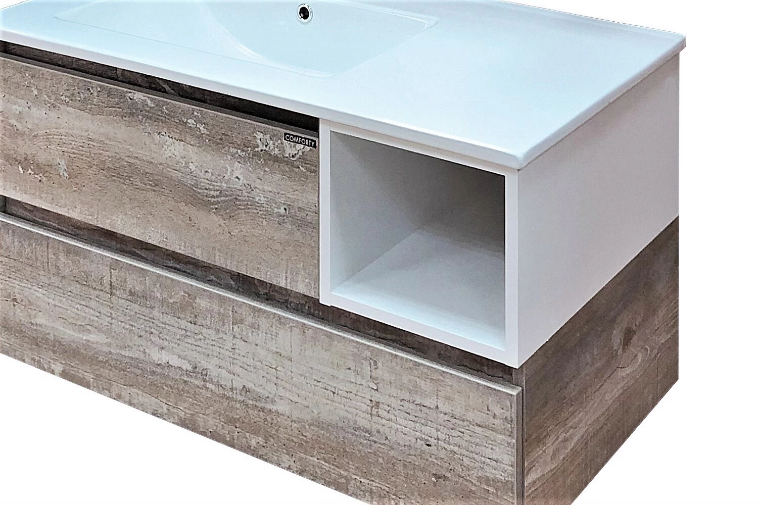 Тумба-умывальник "Турин-90L" дуб бежевый с раковиной COMFORTY 9090EL 