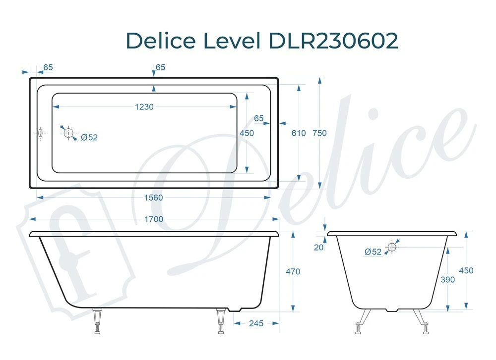 Чугунная ванна Delice Level 170x75 