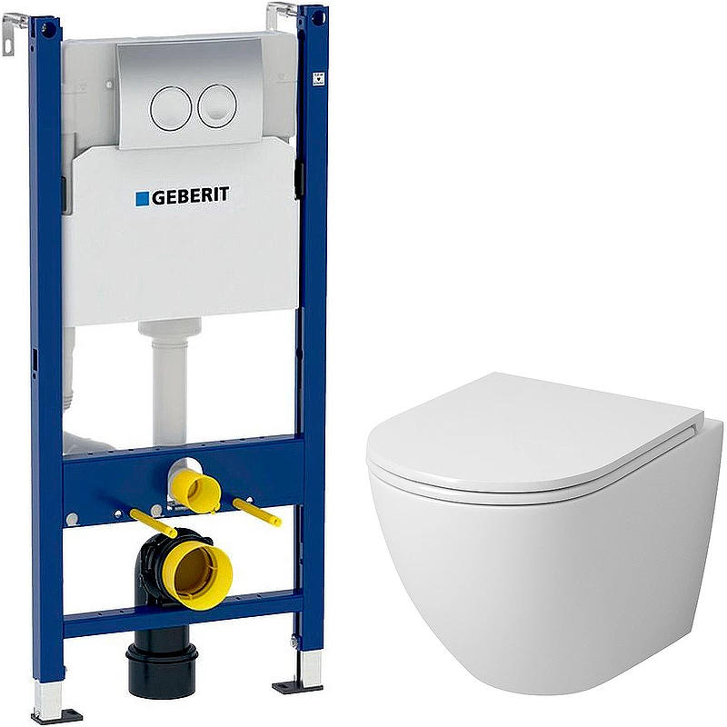 Комплект унитаза Grossman GR-4455S с инсталляцией Geberit Duofix Delta UP100 458.124.21.1 с сиденьем Микролифт и клавишей смыва Хром 