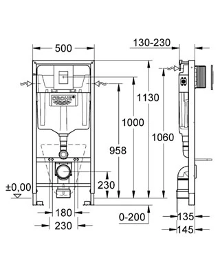 Инсталляция GROHE для подвесного унитаза 4 в 1 (38775001) 
