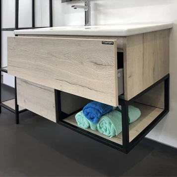 Тумба-умывальник "Мальме-90" дуб дымчатый с раковиной COMFORTY 9090EL 