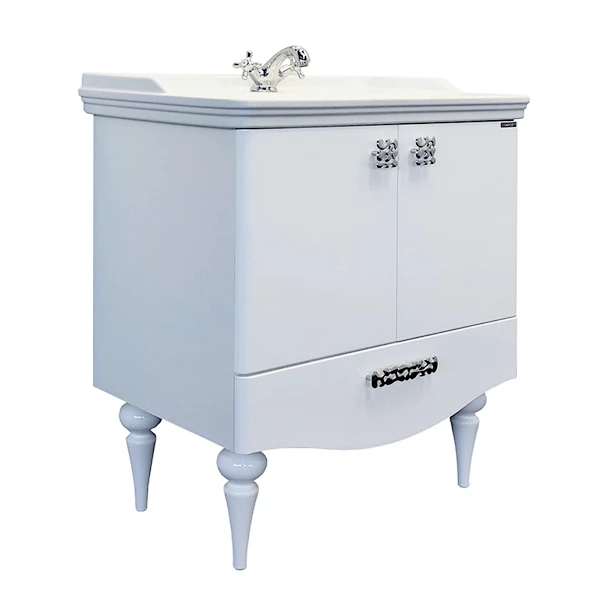 Тумба-умывальник "Монако-80-1" белый глянец с раковиной Comforty 3380 