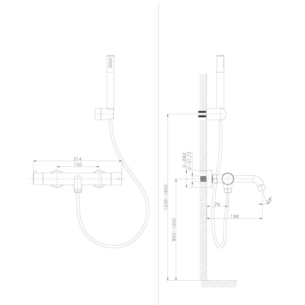 Смеситель для ванной Raiber Premium, Graceful RPG-003, матовое золото 