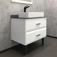 Тумба-умывальник Comforty Империя 80 белая с серой столешницей (GT005) с раковиной Comforty 78189 
