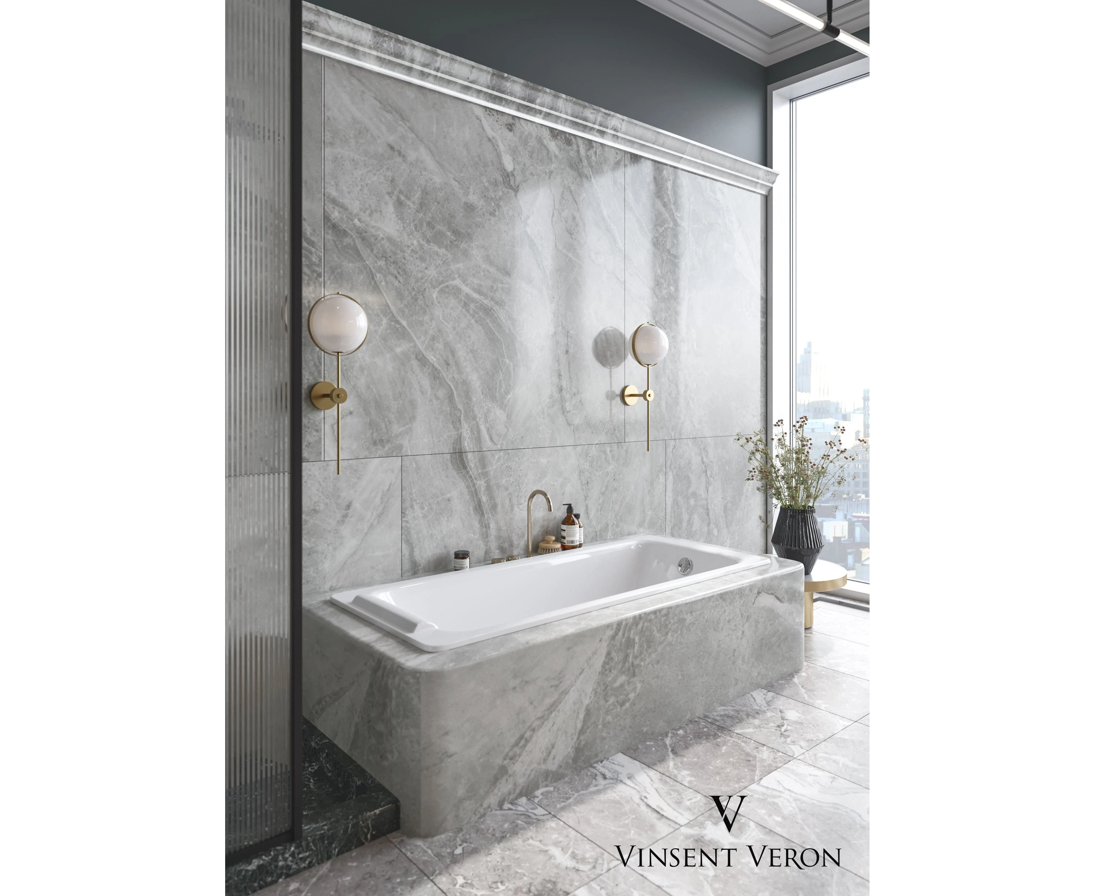 Чугунная ванна Vinsent Veron Italon 170x70 с отверстиями для ручек 