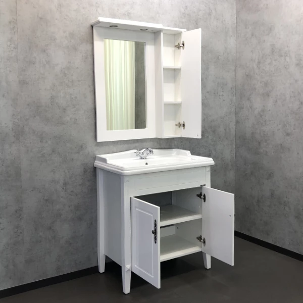 Тумба-умывальник Палермо-80 белый глянец с раковиной Comforty 3380 