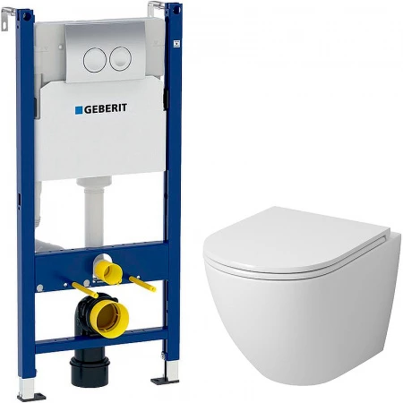 Комплект унитаза Grossman GR-4455S с инсталляцией Geberit Duofix Delta UP100 458.124.21.1 с сиденьем Микролифт и клавишей смыва Хром 