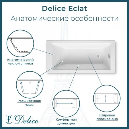 Чугунная ванна Delice Eclat 170x70 