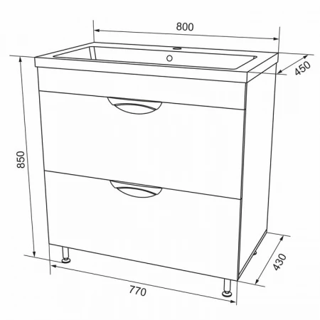 Тумба с раковиной Монако Тулуза 80/2 