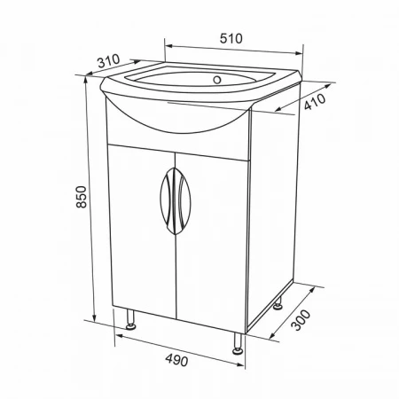 Тумба с раковиной Монако Люкс 50 
