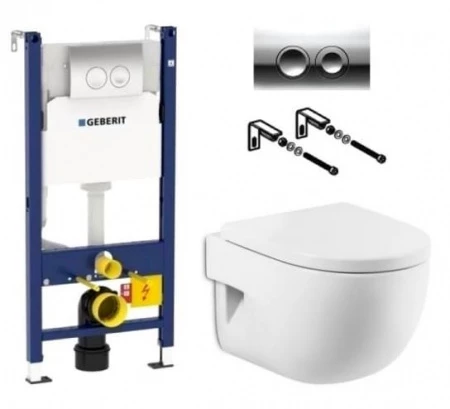 Система инсталляции Geberit Delta 21 Duofix + унитаз Roca Meridian-n с микролифтом 