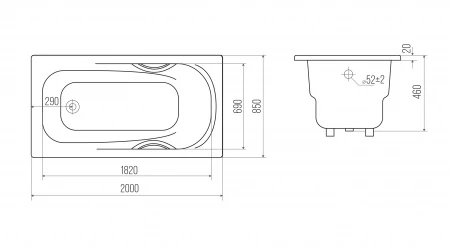 Чугунная ванна Goldman Elegant 200x85x46 с ручками 