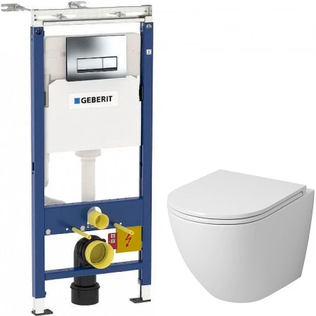 Комплект унитаза Grossman GR-4455S с инсталляцией Geberit Duofix Plattenbau Delta UP100 458.125.21.1 с сиденьем Микролифт и клавишей смыва Хром 