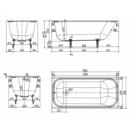 Чугунная Ванна Luxus White 150x70 