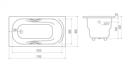 Чугунная ванна Goldman Nova 170x80 с ручками 