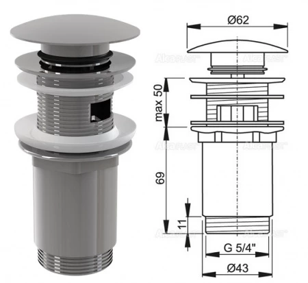 Донный клапан для раковины Alcaplast A392 