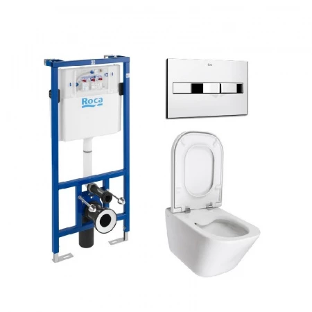 Унитаз roca Gap clean rim безободковый с крышкой микролифт + инсталляция roca pro wc 