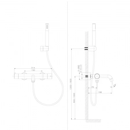 Смеситель для ванной Raiber Premium, Graceful RPG-003, матовое золото 