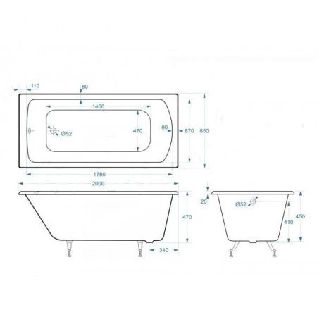 Чугунная ванна Delice Fort 200x85 