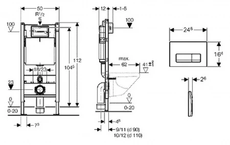 Комплект унитаза Grossman GR-4455S с инсталляцией Geberit Duofix Plattenbau Delta UP100 458.125.21.1 с сиденьем Микролифт и клавишей смыва Хром 