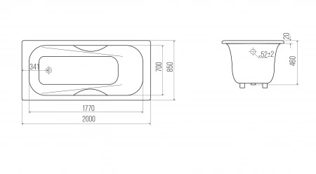 Чугунная ванна Goldman Maxima 200x85x46 с ручками 